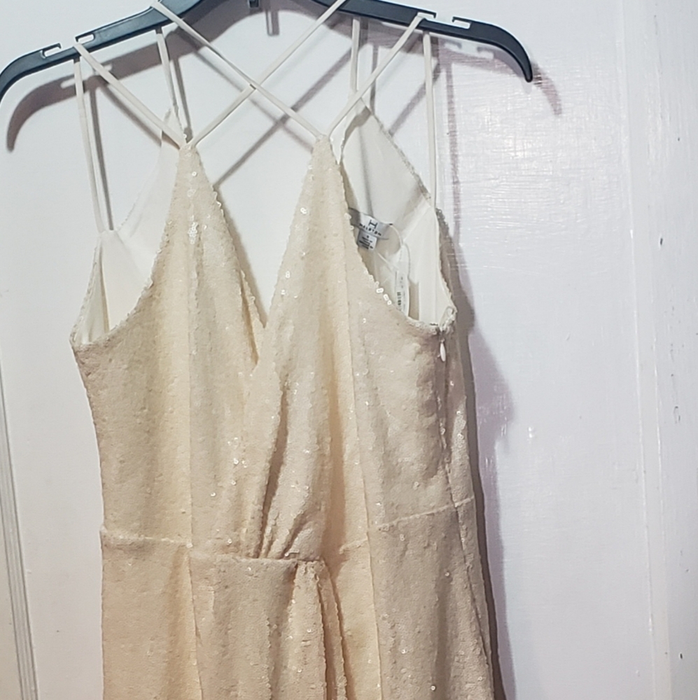 Cream Halston Sequin Dress